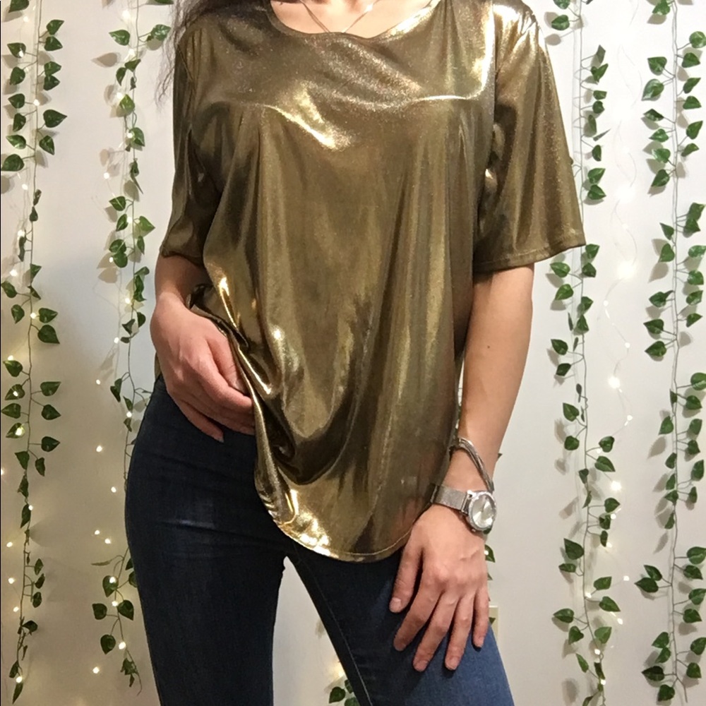 ✨90s Metallic Liquid Blouse